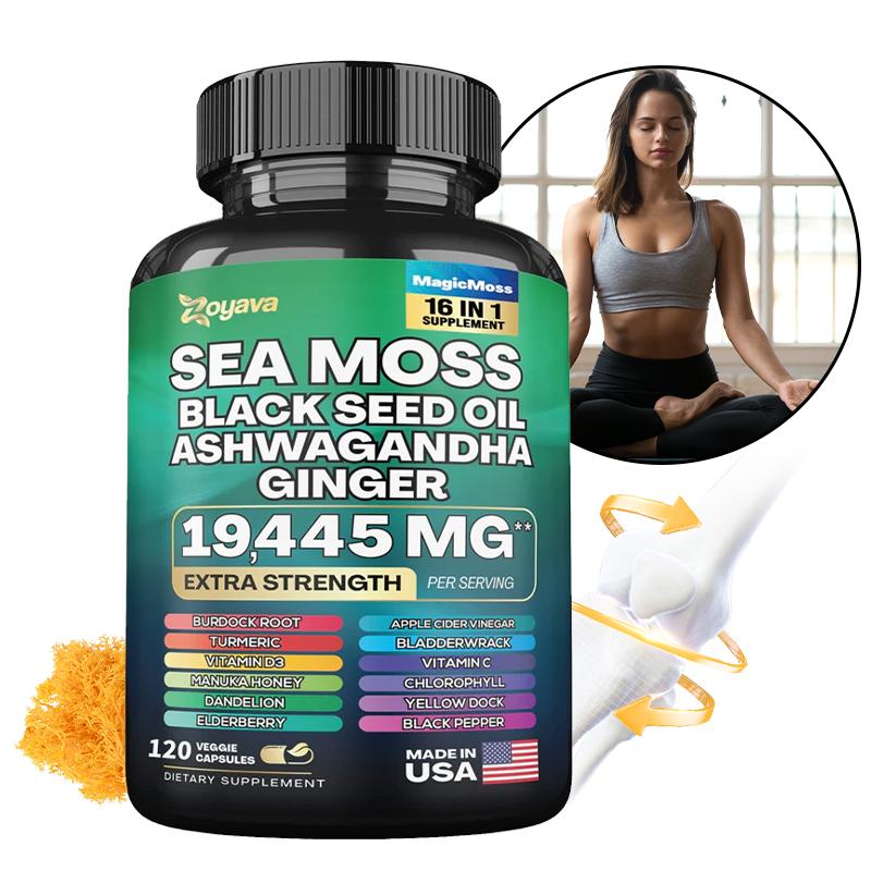 Seaweed Black Seed Oil, Turmeric Yellow Seaweed Supplement 120 Capsules
