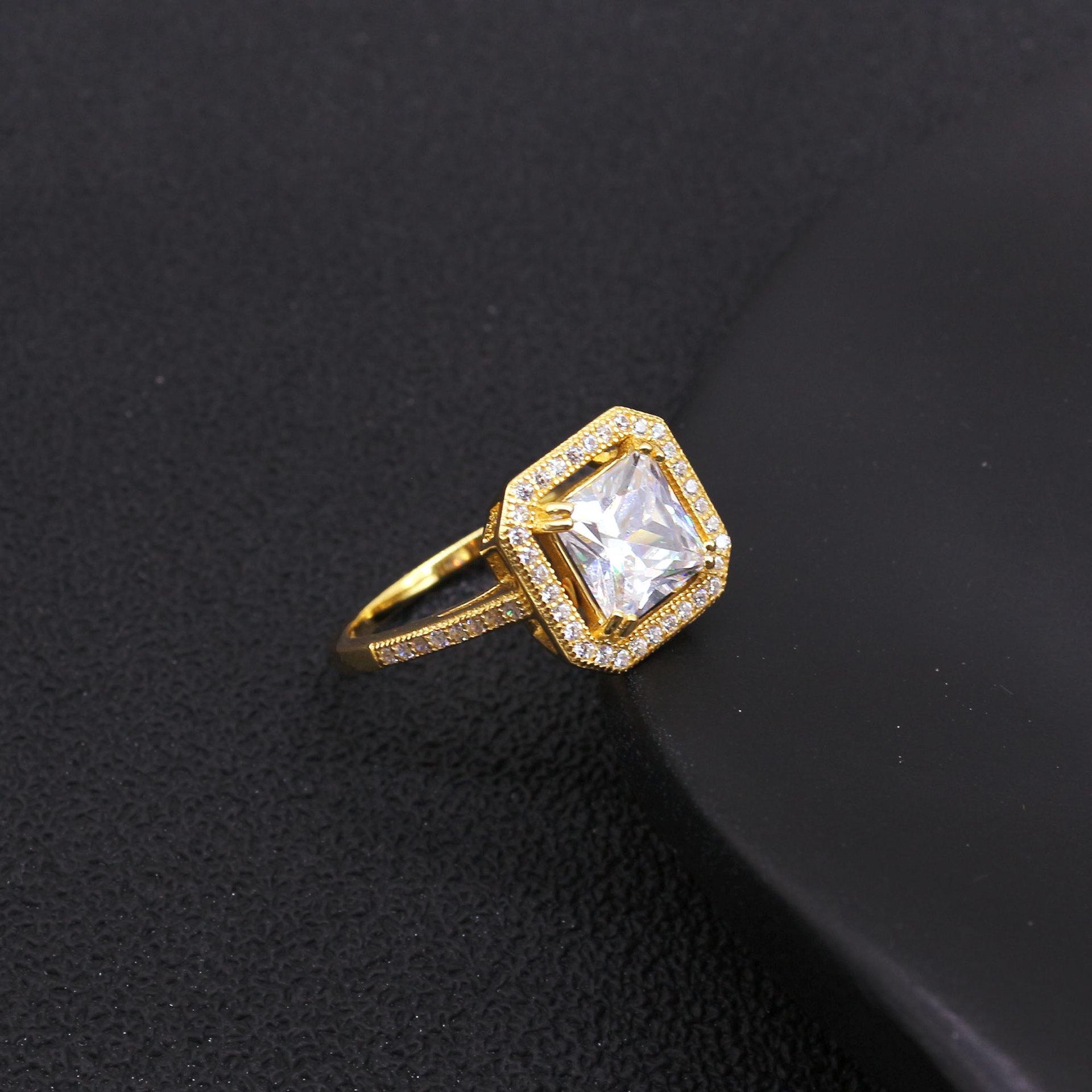 Geometric Square Sterling Silver Zircon Ring - Unisex Versatile Design