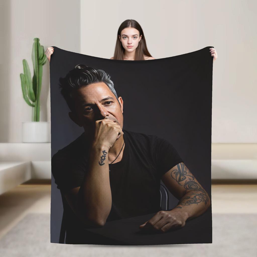 Alejandro Sanz Singer Flannel Blanket Soft Throw Blanket for Outdoor Camping Print Bedspread Sofa Bed Cover