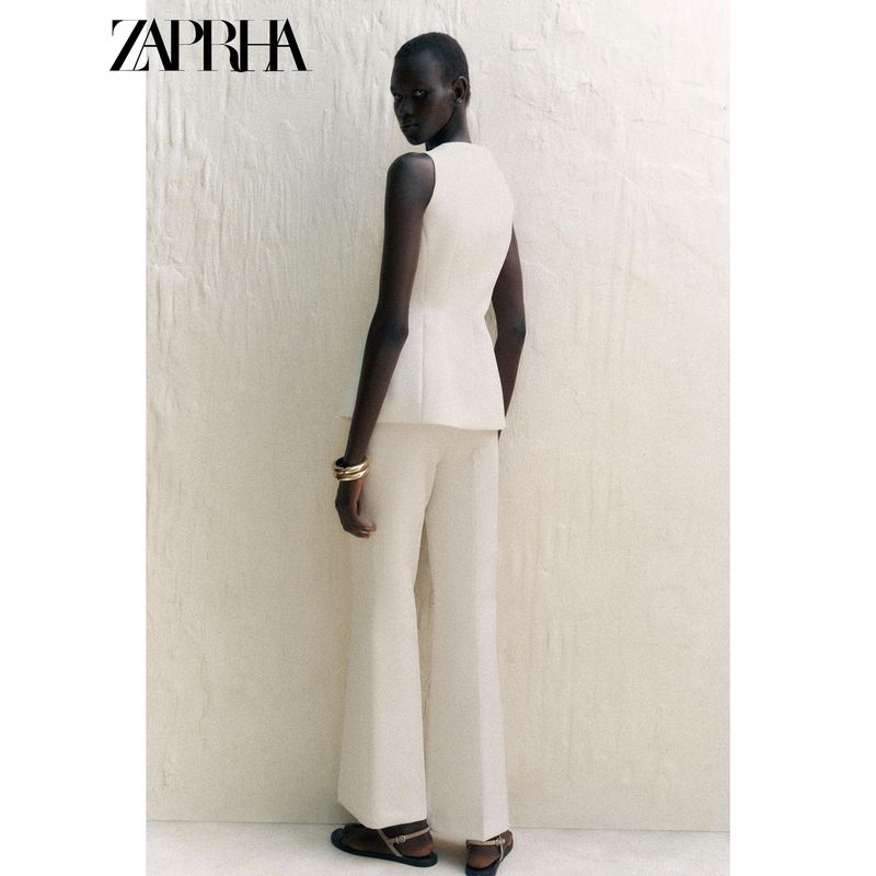 Zaprha 2025 Summer New Elegant Zip-up Corset Square Collar Sleeveless Vest Top 1478430