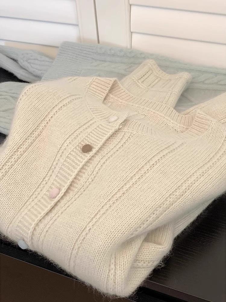 2025 Xiaoxiang Dámský pletený kardigan z rounového úpletu - Měkký jarní/podzimní krátký svetr kabát