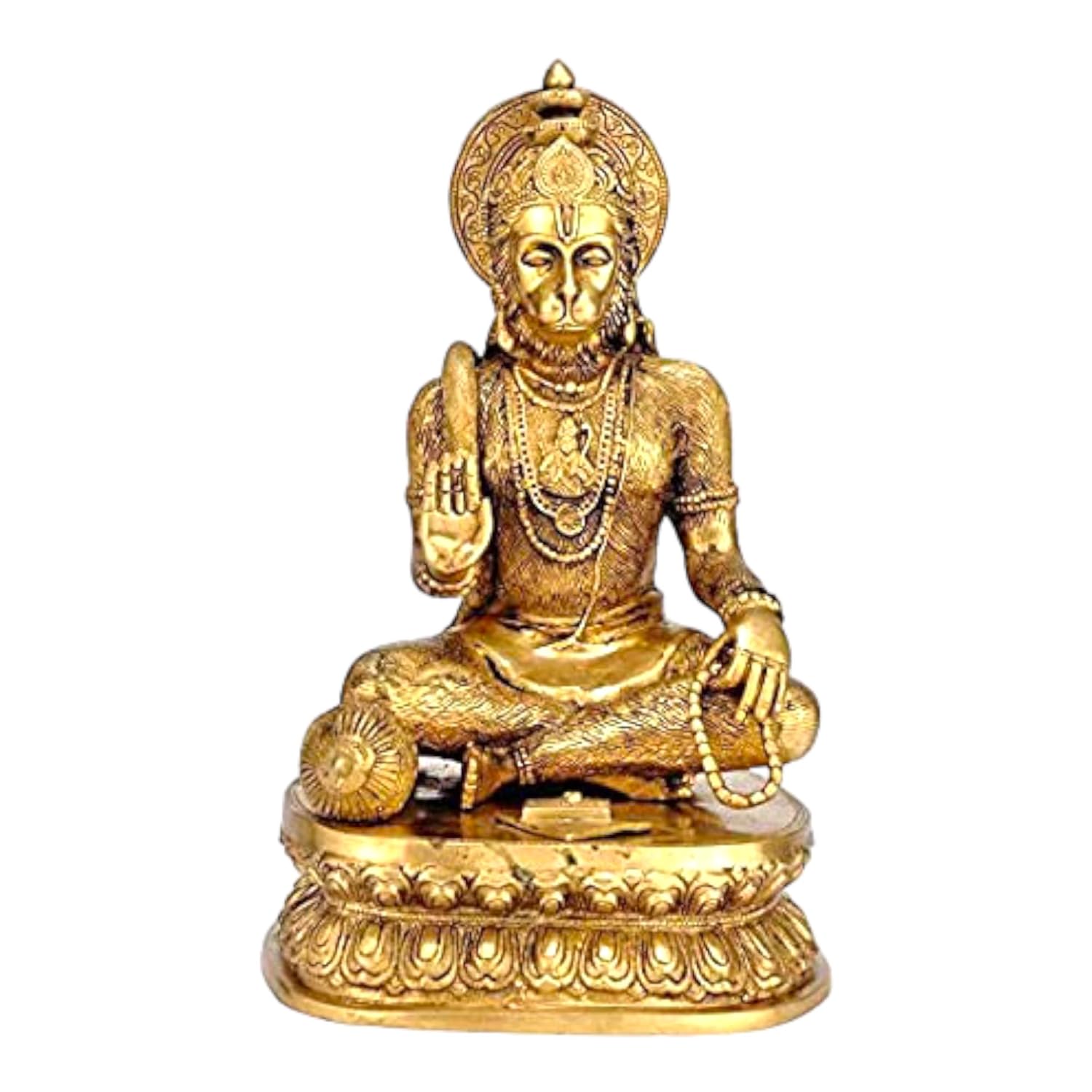 Ashtadhatu Brass Shri Hanuman Ji Idol, Bajrang Bali, Bala Ji, Gold - 6 Inch