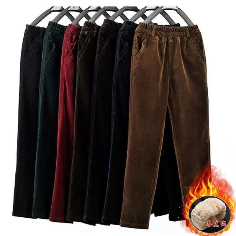 Cordhosen, Damen, Herbst- und Winter-Neuer Stil, Verdickt mit Samt, Hochtailliert, Schlankmachend, Locker, Gerade geschnittene Hosen mit gestreiftem Samt