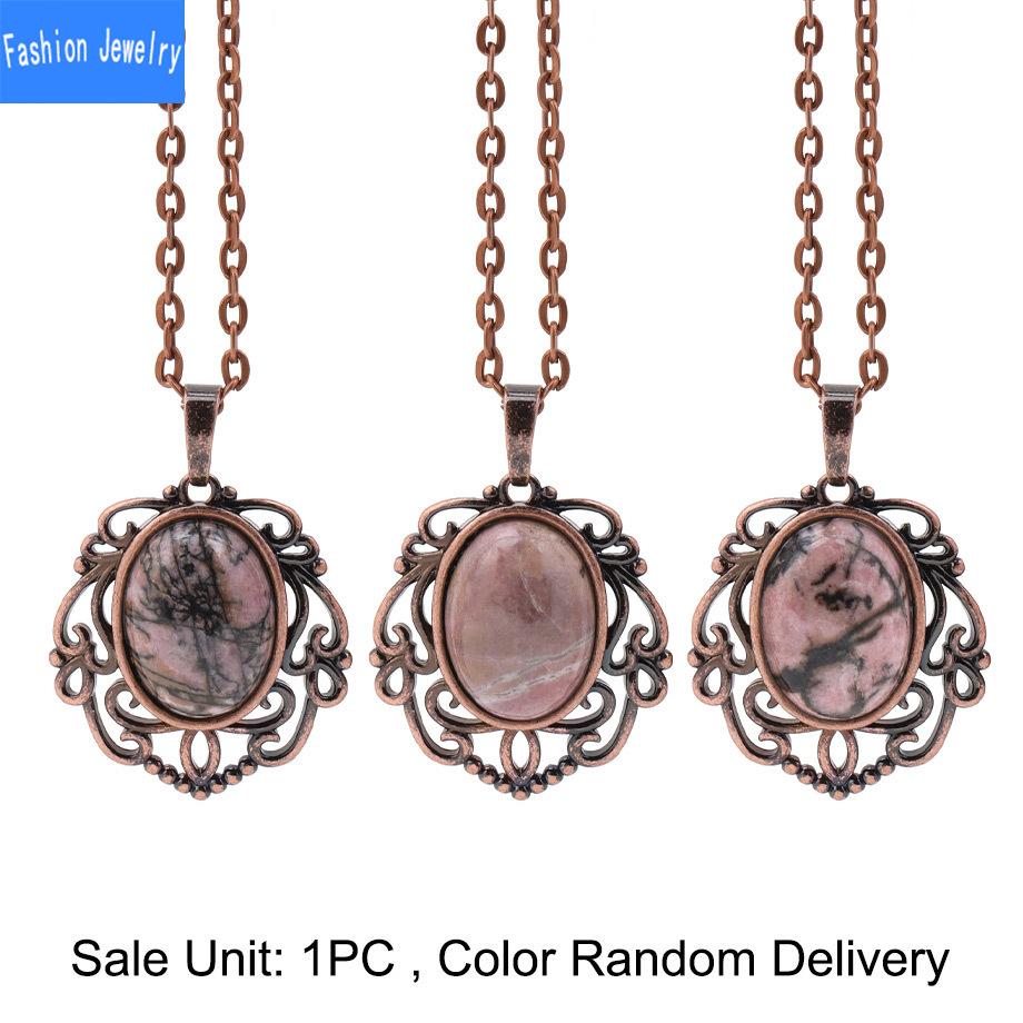 European and American retro personalized fashion hollow lace natural crystal stone water drop pendant green aventurine necklace jewelry