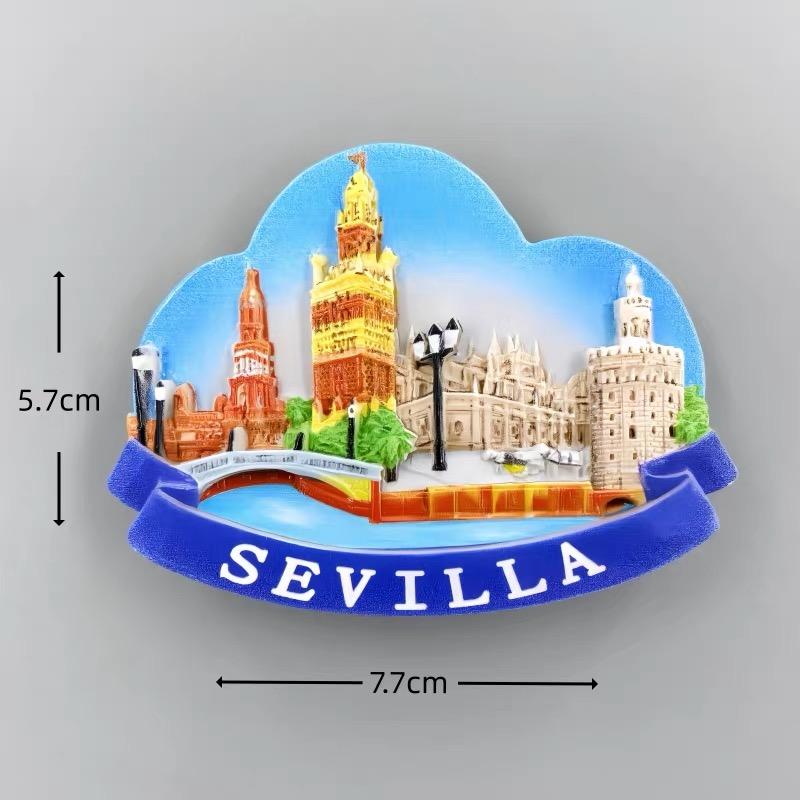 3D Resin Spain Fridge Magnet - Barcelona Seville Donostia Jaen Spanish Travel Souvenir Refrigerator Magnet Home Decor Gift