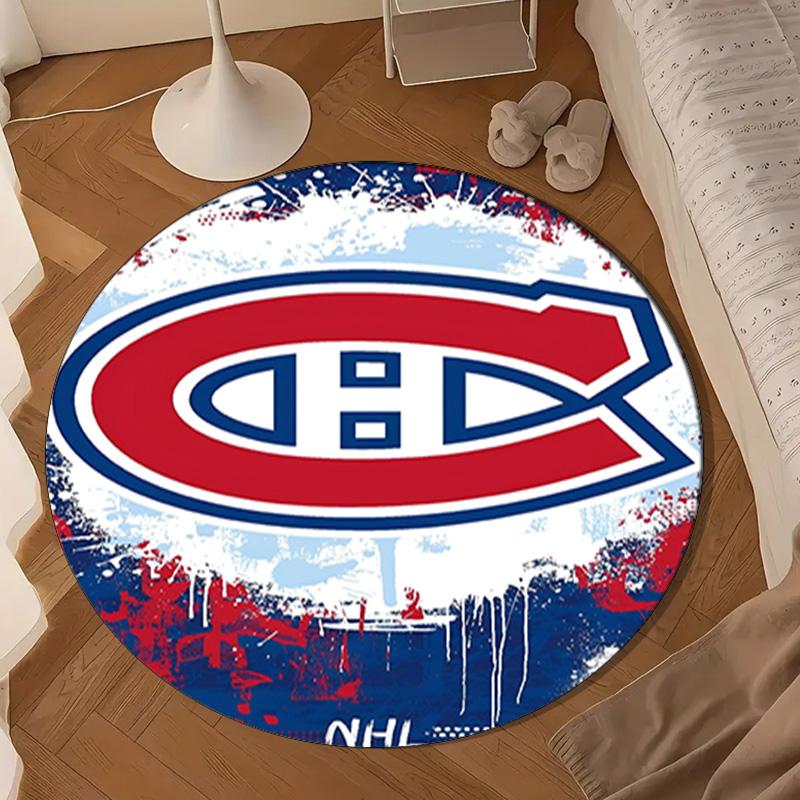 Canadiens Hockey Team Round Rug for Livingroom,Bedroom, Palyroom, Chair Rug, Area rug, Circle Carpet, Large Size Decor Fan Christmas gift