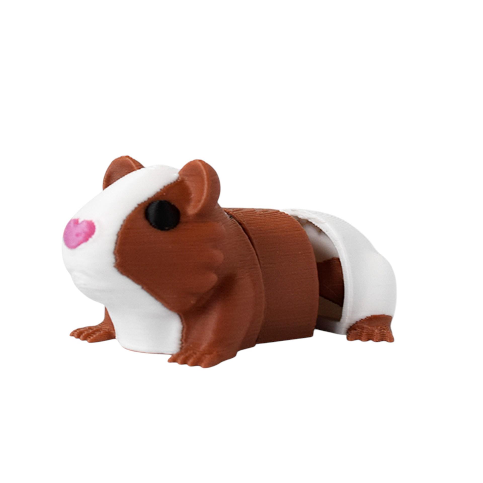 

3D Printed Cute Guinea Pig Simulation - Adorable Small Animal Figurine for Sale White and Brown