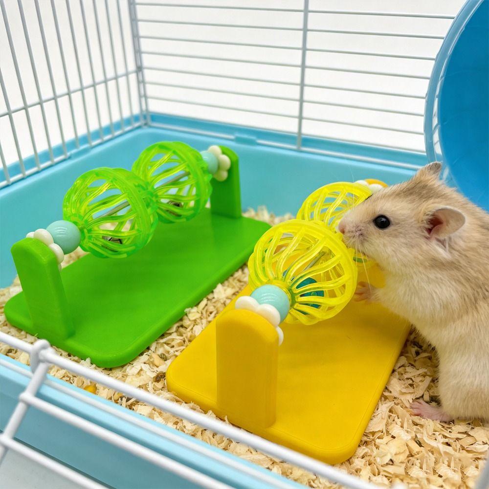 Interactive Rotating Bell Ball Boredom Relief Cage Enrichment Accessory Hamster Toy Guinea Pig