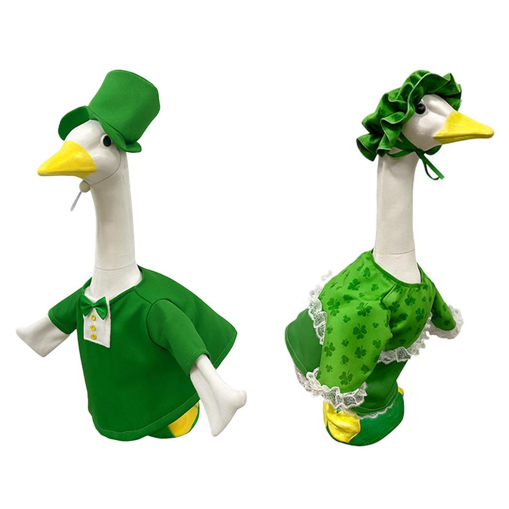 St Patricks Day Plastic Geese Statue Outfit Reusable Multi-Purpose Lawn Statue Costume for Holiday Decorations / Themed Outfits