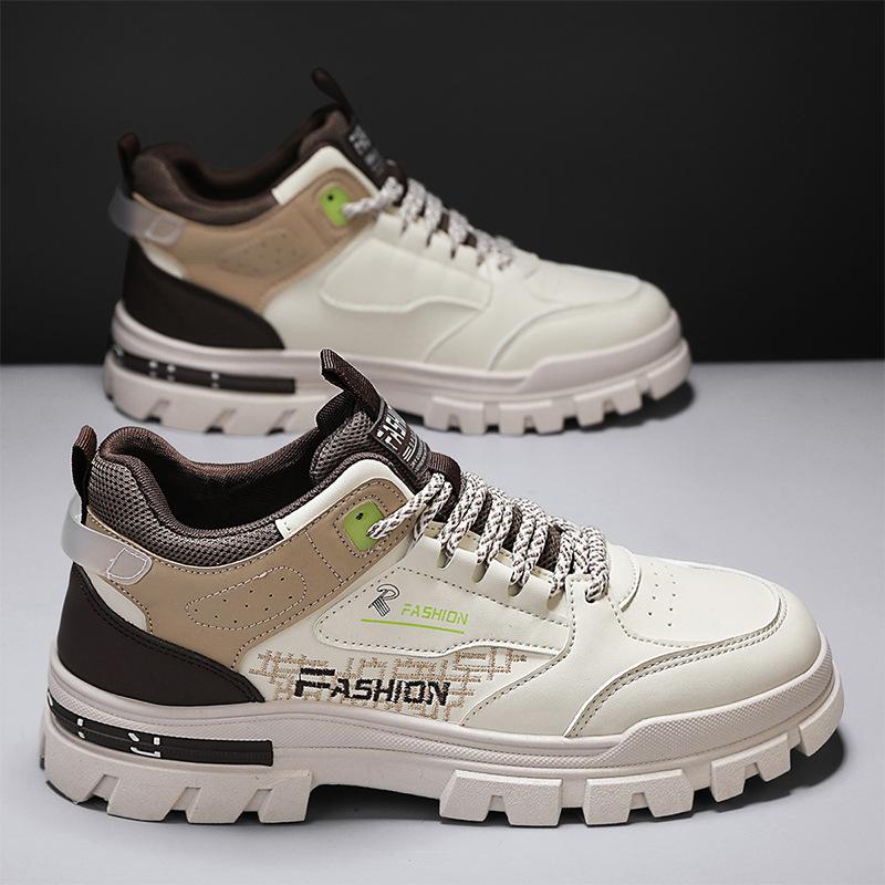 

Autumn new men s low-top Martin shoes fashionable and casual thick-soled heightening leather men s shoes 39 бежевый