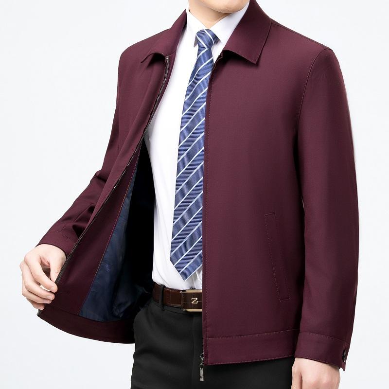 Middle-aged Wool Jacket Men's Dad Wear Spring and Autumn Thin Large Size High-end Jacket Loose Middle-aged and Elderly Leader's Top