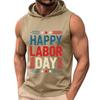 Men Sleeveless Hoodie Tank Top Casual Muscle Fit Athletic Shirt Summer Workout Gym Apparel with Labor Day Print