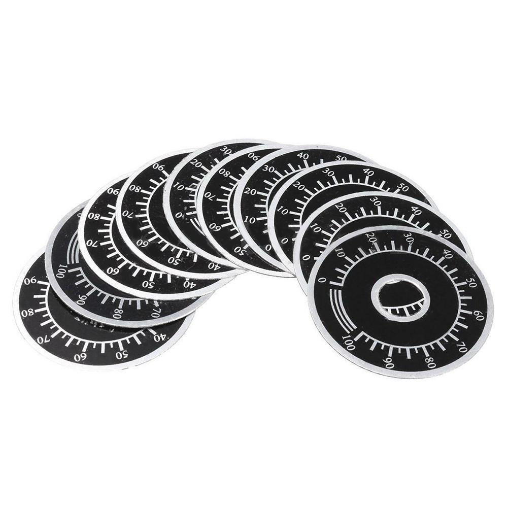 10PCS Rotary Potentiometer Knobs With 10PCS Counting Dial 0-100 Scale