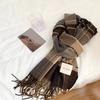 Autumn and Winter Khaki Plaid Scarf Commuter Ladies Scarf Long Shawl Dual-purpose Christmas Wind