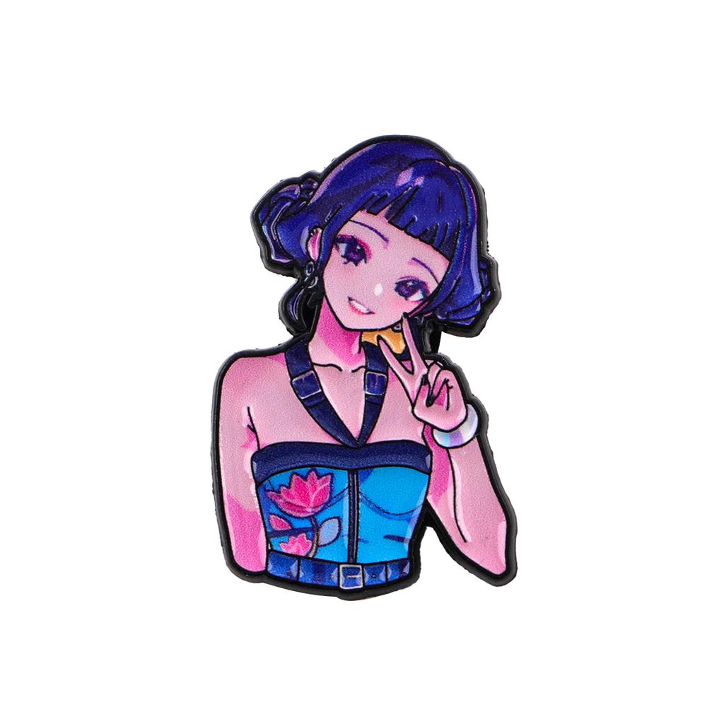 Happy Blue Cat Tiger Enamel Pin Mystic Hunter Girls Group Brooches Lapel Badges Fantasy Animals Jewelry Gift for Fans Friends