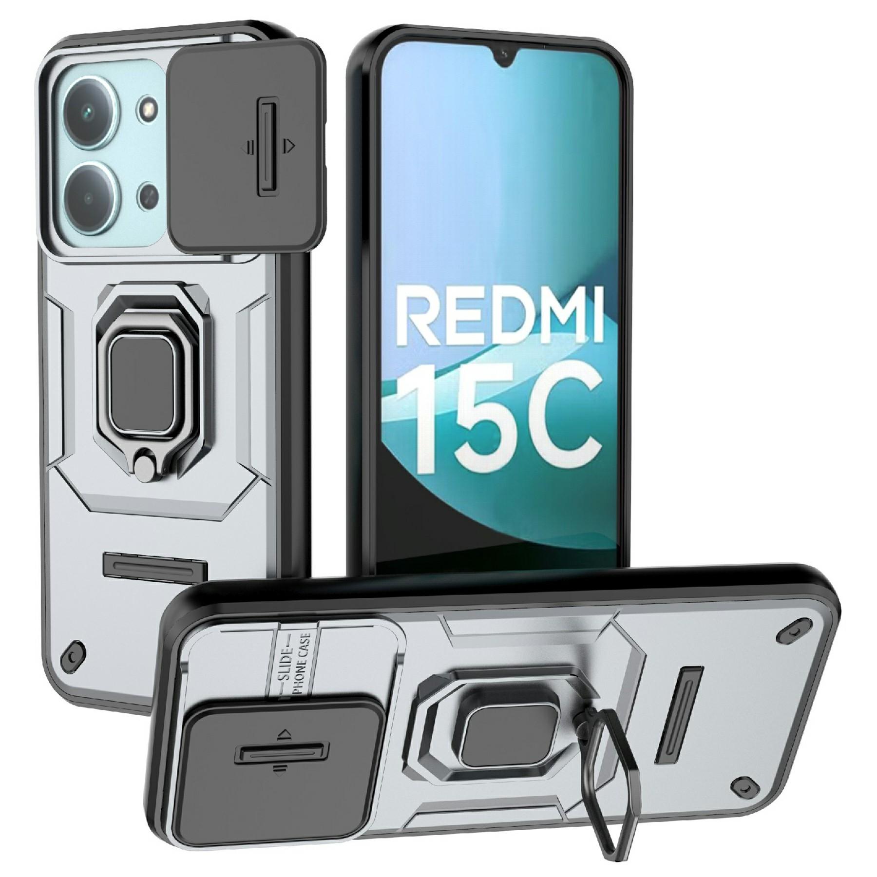 

Phone Case For Xiaomi Redmi 15C 5G (EU) (173mm)/4G (EU) (173mm)/Poco C85 4G (173mm) PC + TPU Kickstand Protector with Lens Cover