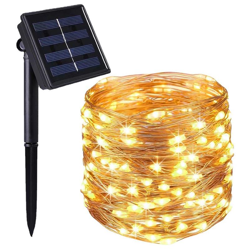 Solar LED Copper Wire String Lights 8 Modes Outdoor Waterproof Fairy Lights Garden Yard Christmas Holiday Party Decor Lighting