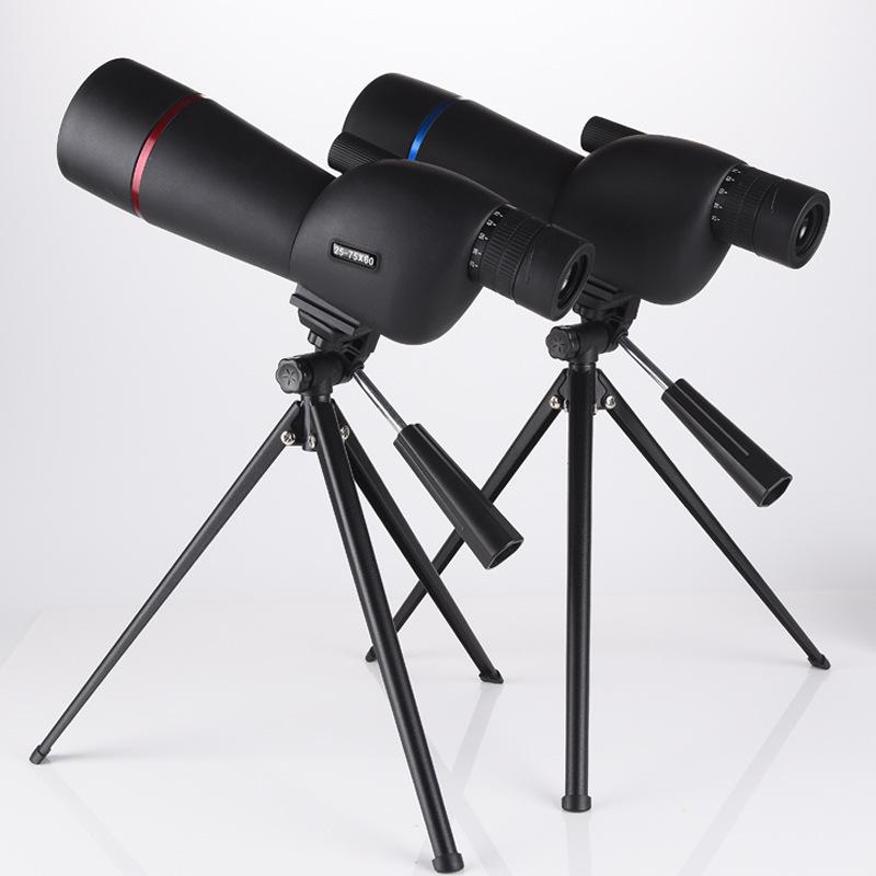 Pleasant Eye 25-75X60 HD Birdwatching Scope, High Magnification Black Telescope with Right Angle Green Film