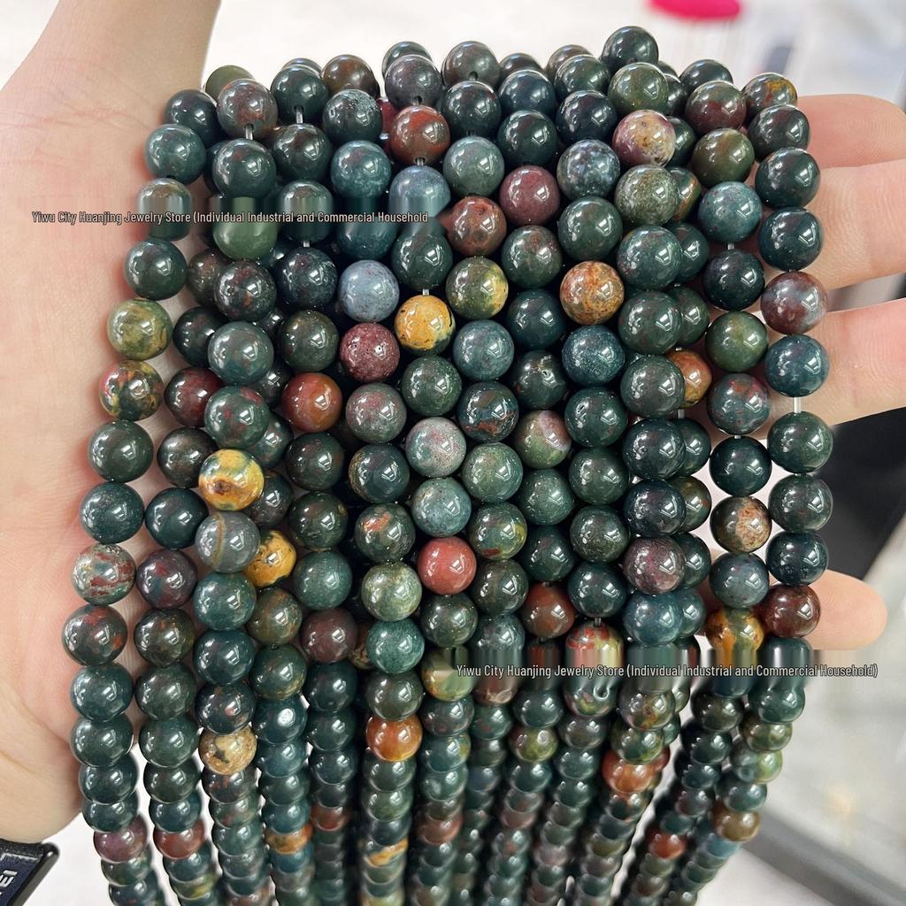 Natural Indian Bloodstone Round Beads 6-12mm for DIY Jewelry Crafting