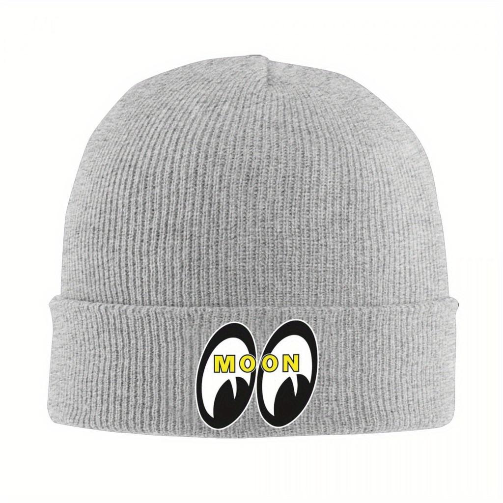 Mond Augen Motorradrennen Strickmütze für Damen Unisex Skullies Beanies Herbst Wintermütze Acryl JDM Hip Hop Kappen