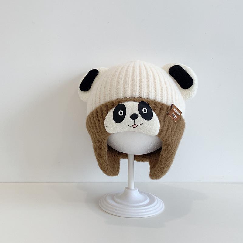 Baby Earmuffless Knit Hat With Soft Acrylic Material For Autumn Winter Months коричневый