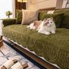 Plush Jacquard Sofa Cushion French Style Solid Color Sofa Cushion Warm Sofa Protective Cover Living Room Non-slip Couch Cover