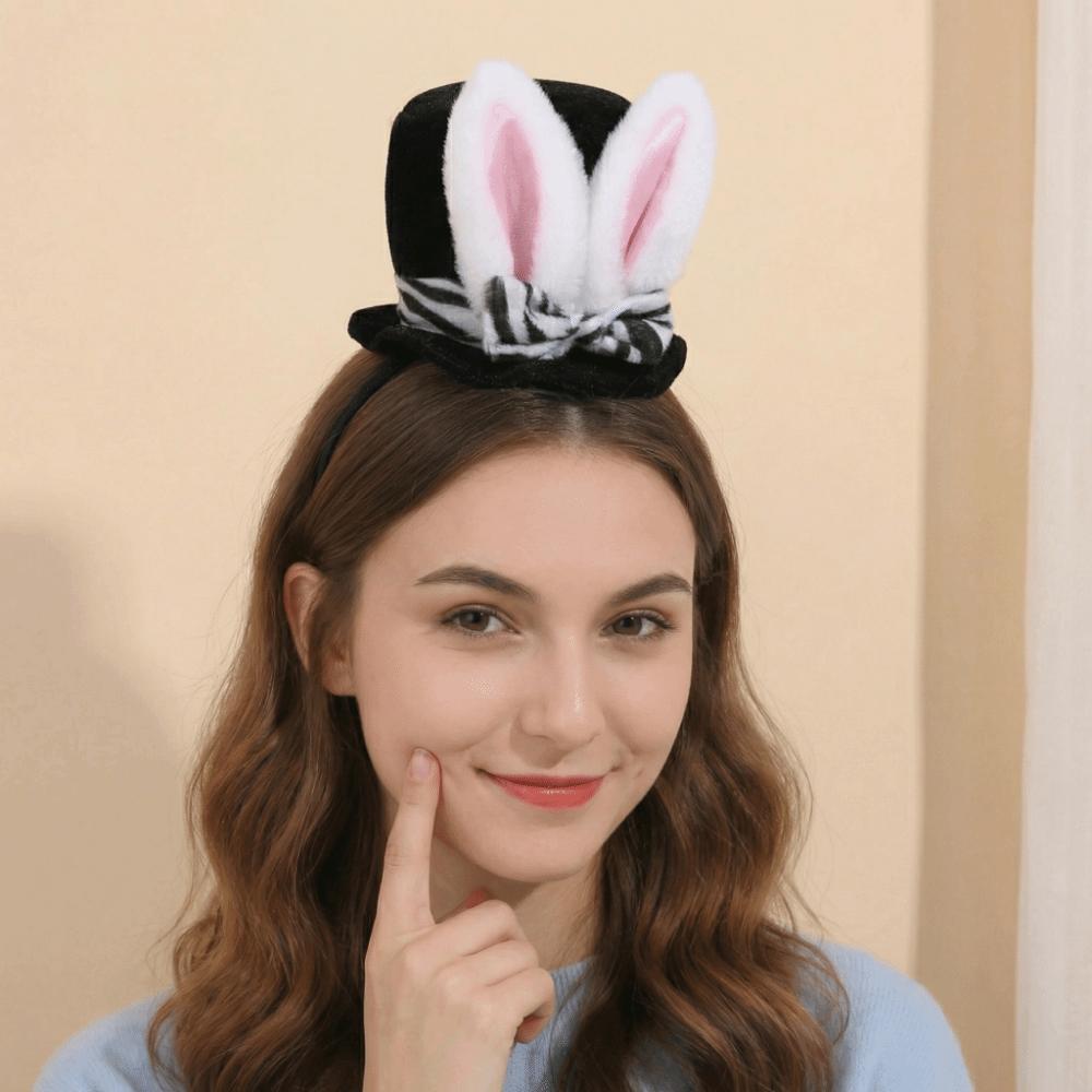 Cute Bunny Cap Hair Hoop Soft Fluffy Plush Ears Headband Hair Accessories Animal Design Cosplay Hat Headwear Easter Party