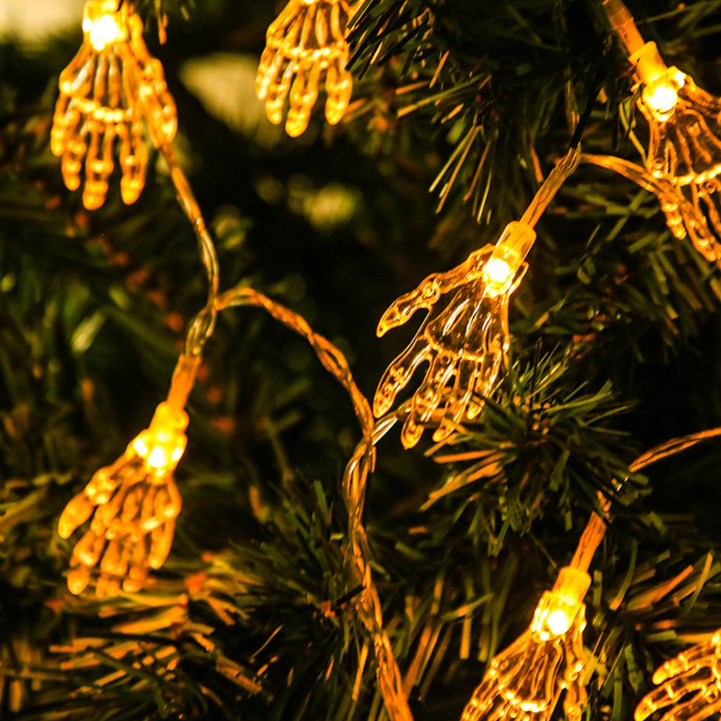 Halloween String Lights 20FT 40LEDs Transparent Skeleton Hand Shaped Decorative Hanging Lights