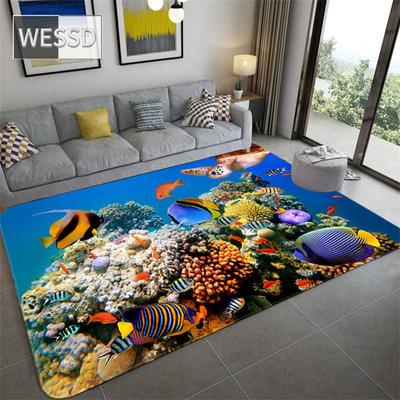 3D Sea Fish Carpet Blue Bedroom Rug Soft Coffee Table Mat For Living Room Anti-slip Carpet Bathroom Kitchen Mat