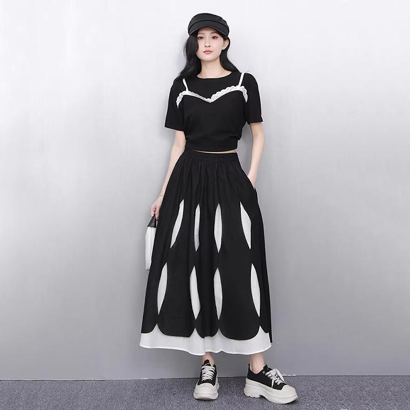 Xitao Patchwork Contrast Color A-line Skirt GYX1618