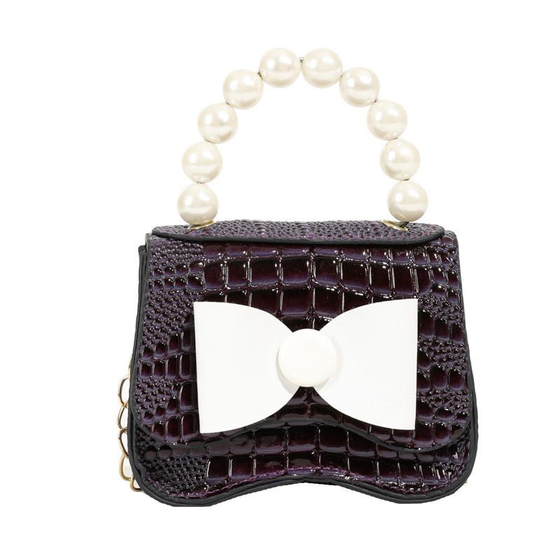 Stylish Mini Chain Crossbody Bag For Kids With Pearl Bow Knot Fashionable Design