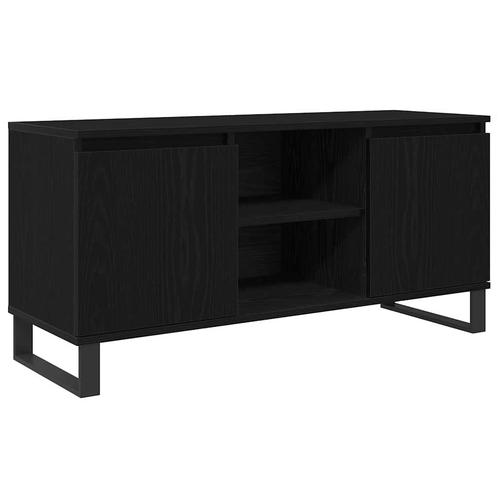 TV Stand Black Oak Effect 104 x 35 x 50 cm Engineered Wood