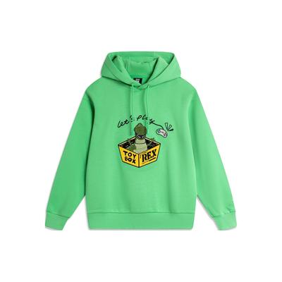 Li Ning X Disney Samenwerking Cartoon Hooded Loose Fleece Pullover Sweatshirt Dames sweatshirt Secret-Green AWDU494-6