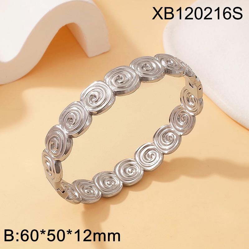 18K Gold Plated Titanium Steel Ribbed Bracelet - European & American Style, Light Luxury, Fashionable & Trendy Jewelry.