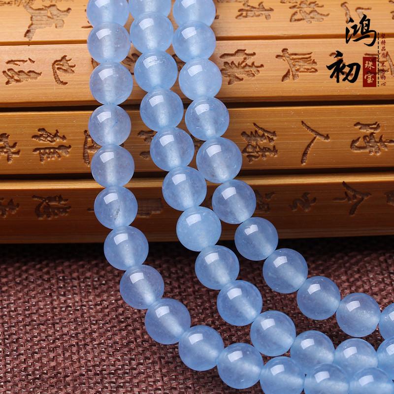 Hongchu Crystal Blue chalcedony loose beads Light blue chalcedony Semi-Finished Products diy Jewelry accessories beads