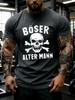 Unisexs Summer Skull Print Tshirt Cotton And Breathable Tee Unisexs Round Neck Streetwear Oversized Short Sleeve