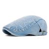 Spring Summer Newsboy Hat Women Sequins Embroidered Flower Beret Denim Retro Progressive Hat