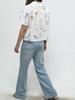 French Floral Embroidered Lace-Trim Lapel Short-Sleeve Loose Shirt for Women