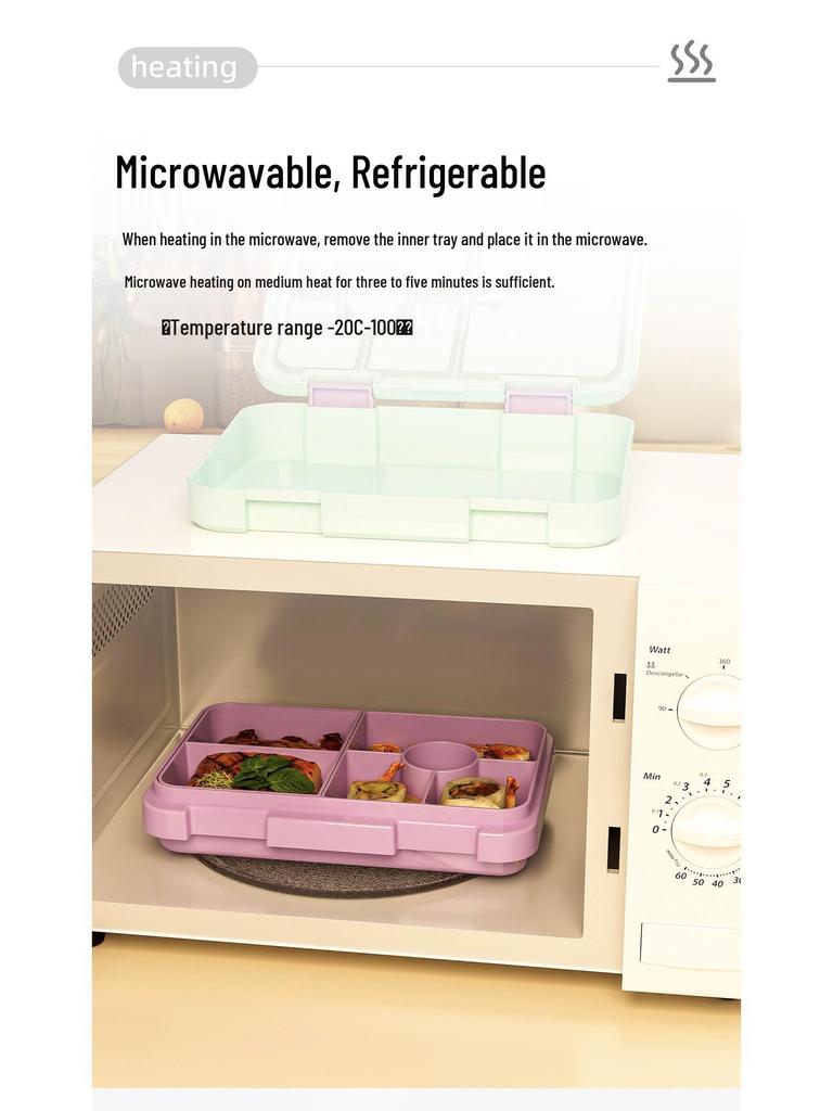 Kids' Double Buckle Cartoon Bento Lunch Box - Microwaveable, Portable, Large Capacity