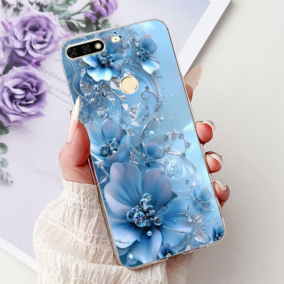 For Huawei Y7 Prime 2018 Case Nova2 Lite Luxury Painted Cover Soft Slim Phone Case For Huawei Y7 Pro 2018 Y72018 Back Cover Bags