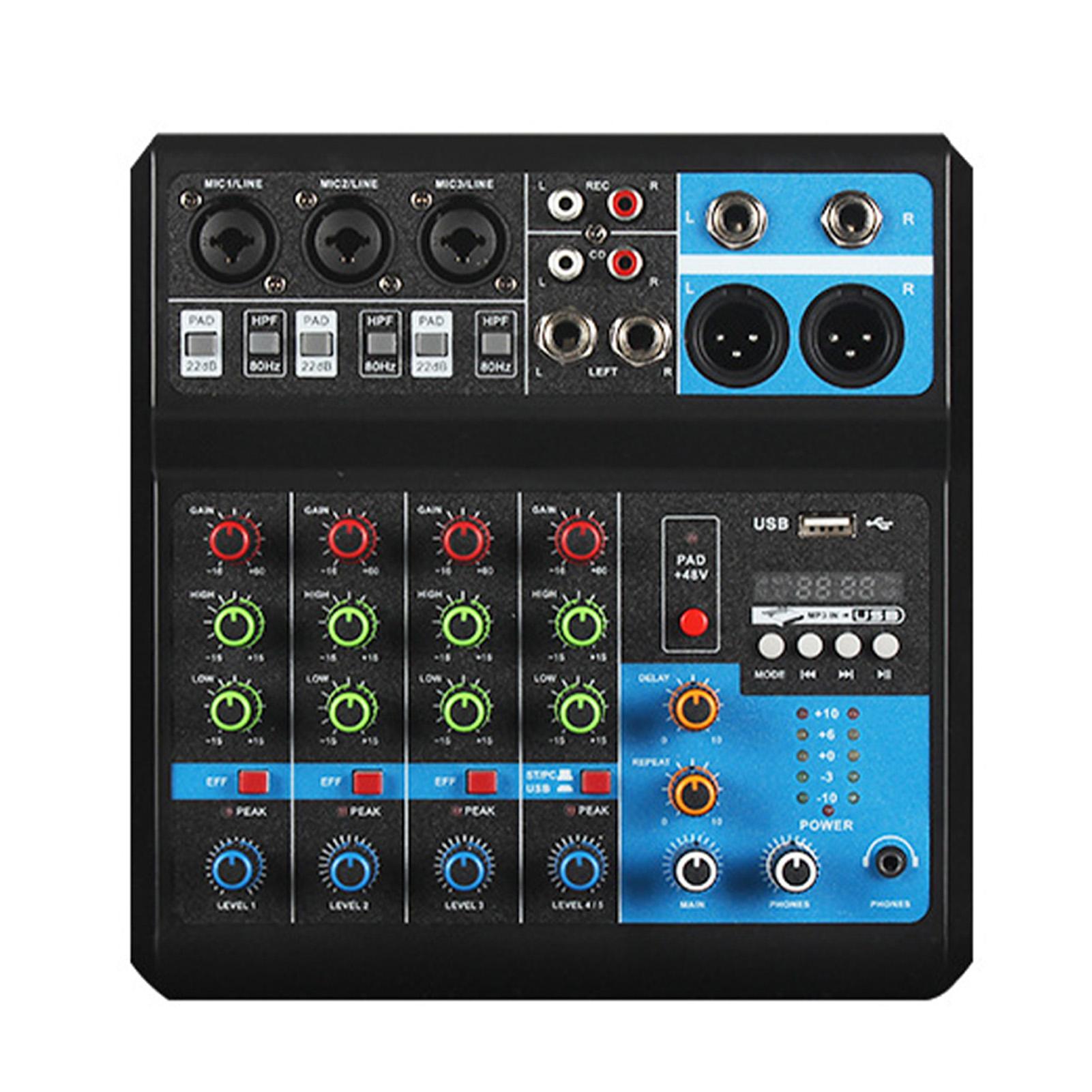 

Sound Mixing Station Small 5 Way Live Recording DJ Sound Card Console Mixer USB Bluetooth Digital Effector EU Plug
