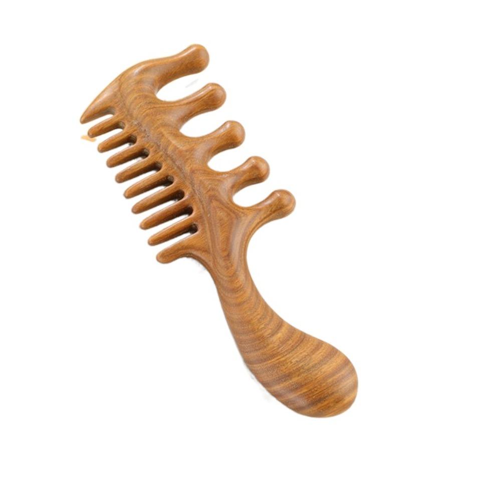 Wide Thick Scalp Massage Comb 2 In 1 Natural Sandalwood Hairbrush  Hairdressing Tool