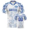 Custom Greece Soccer Jersey Personalized Name Number, National Team Football Shirt V-Neck Flag Design for Men Women Kids