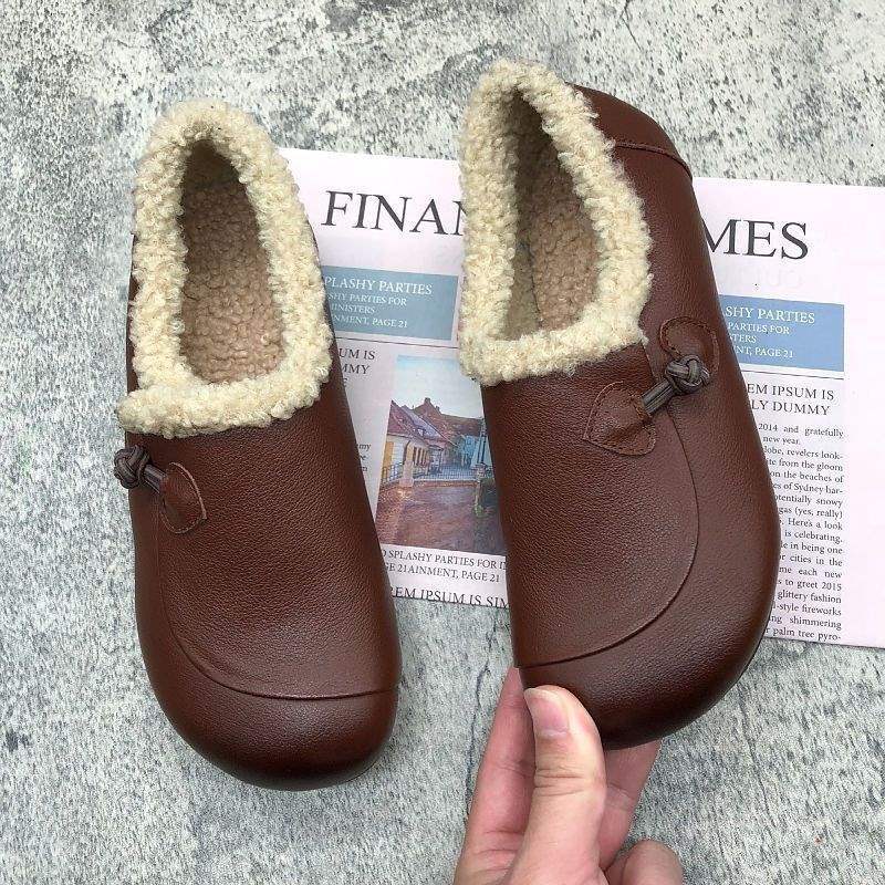 

Beef tendon soft-soled Doudou shoes, winter velvet cotton shoes, lazy people pedal middle-aged and elderly mother shoes, home women s shoes 40