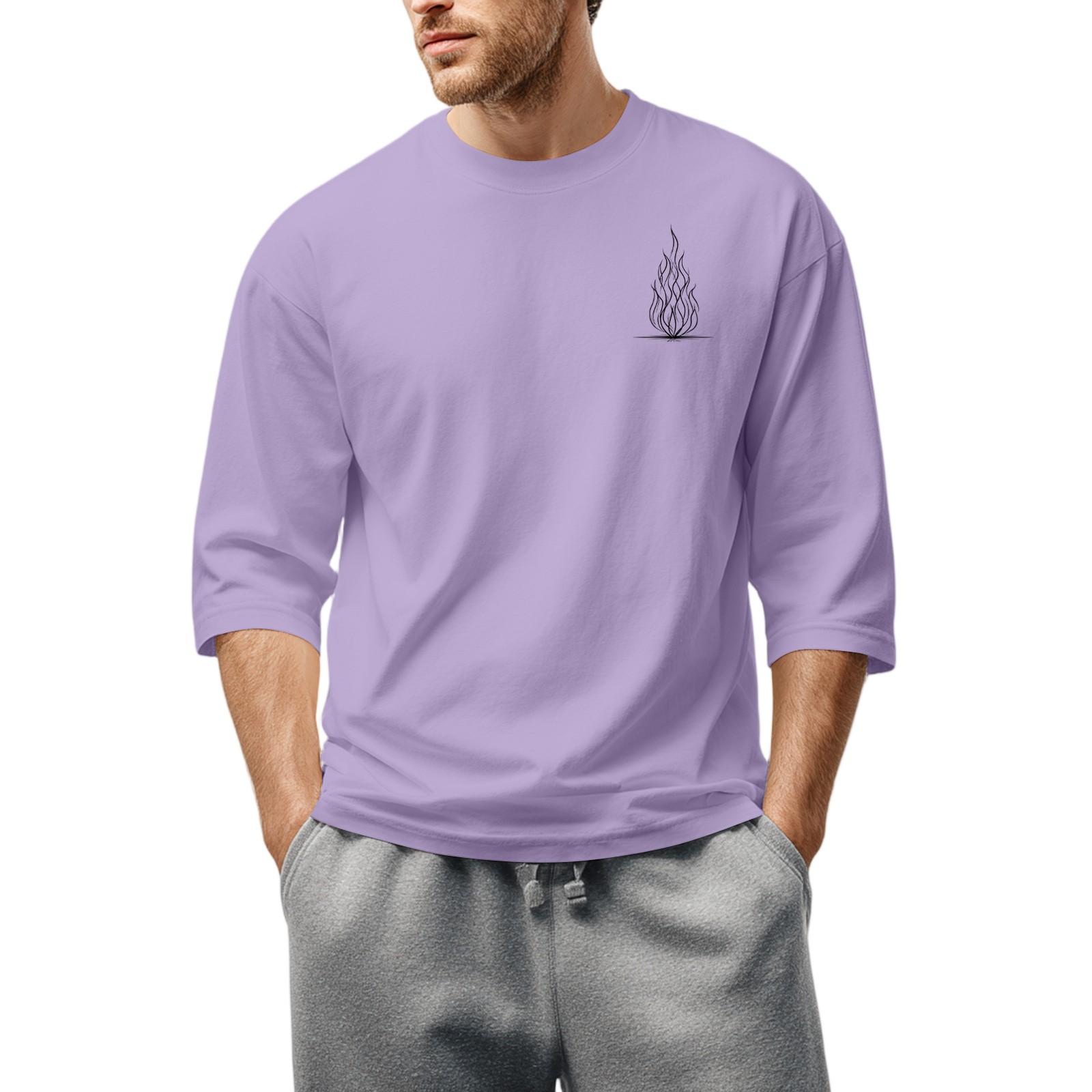Niubiplus Heren Ronde Hals Driekwart Mouw Top Casual Mode T-shirt L paars