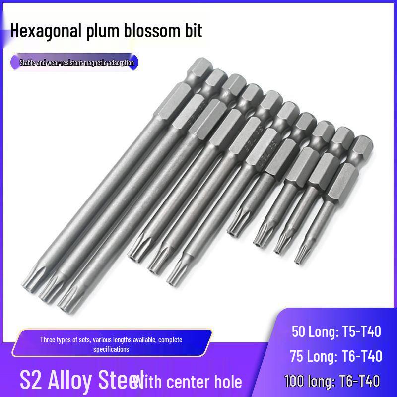 Plum Blossom S2 Magnetic Flower Shape Hex Socket Bit Set for Electric Screwdrivers & Drills