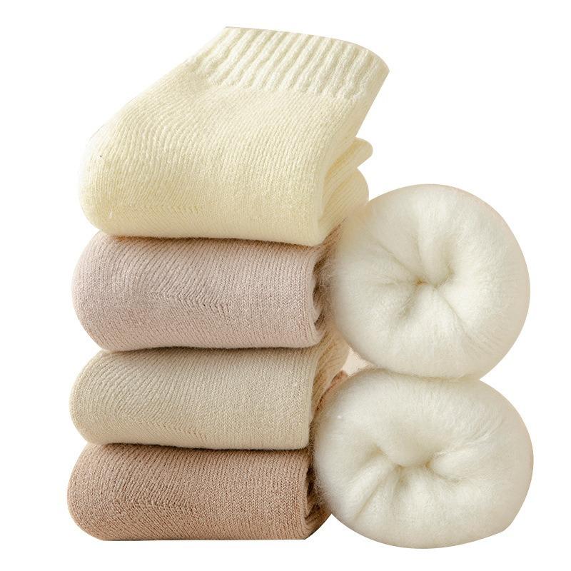 5 Pairs of Women's Autumn and Winter Fleece Thickened Warm Circle Wool Stockings
