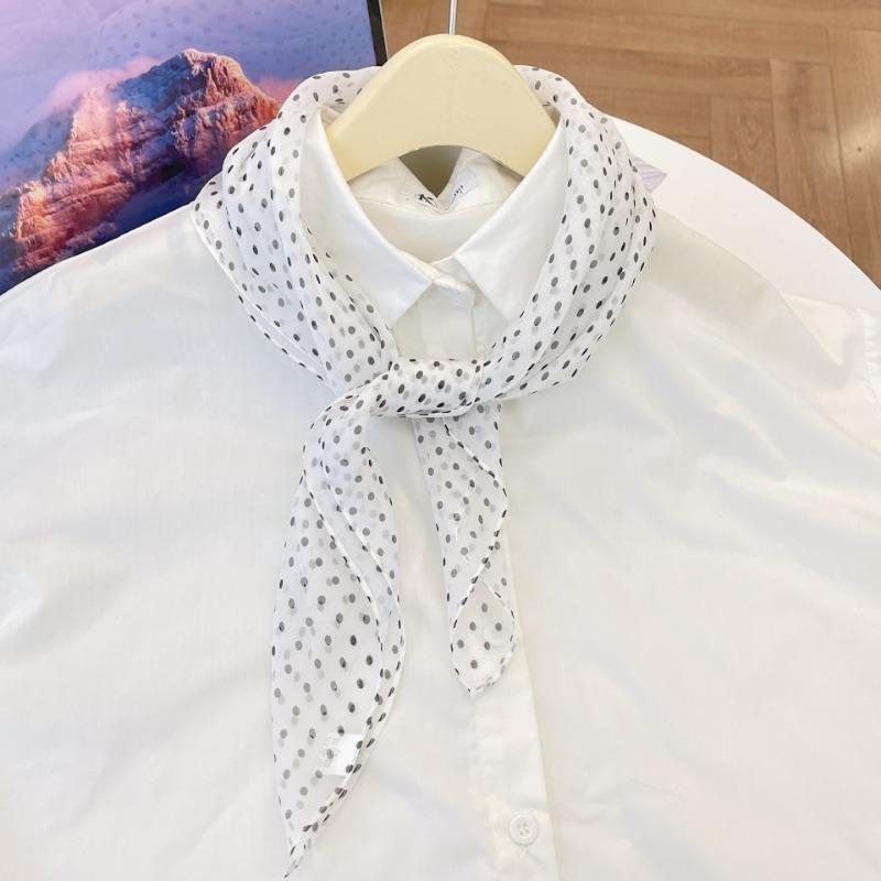 Spring and Summer New Thin Silk Chiffon Silk Scarf Women's Simple Atmospheric Polka Dot 100 Mulberry Silk Silk Scarf Breathable Scarf