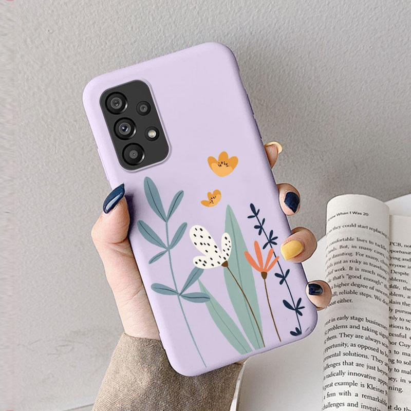 Case For Samsung A53 A52S A52 A73 A70 Cute Heart Flower Back Cover Soft Silicone Matte Protective Funda For Samsung Galaxy A53