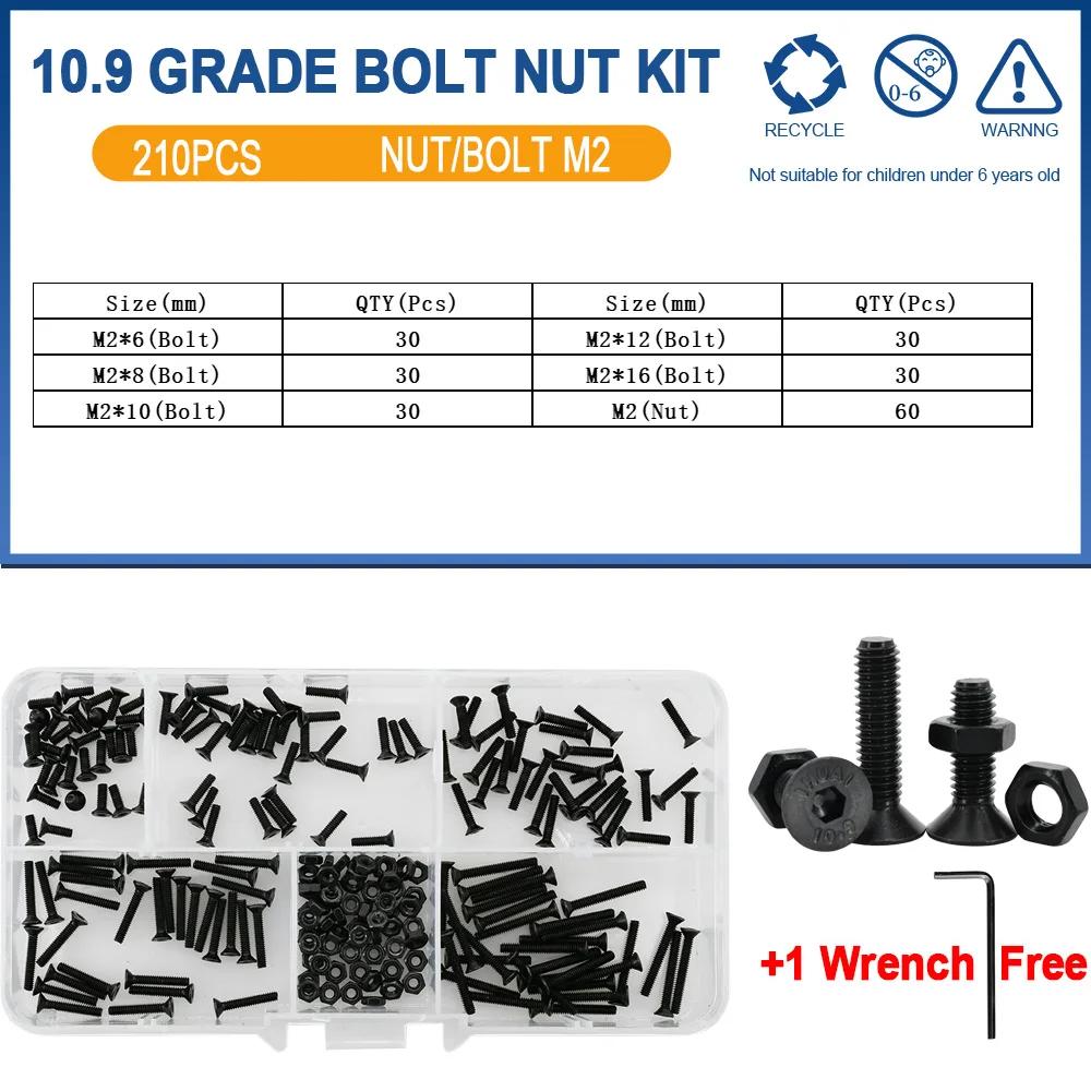 

DIN7991 Allen Flat Head Hex Bolt Nut Set Kit M2 M3 M4 M5 M6 Black Grade 10.9 Steel Hex Hexagon Socket Countersunk Head Screw